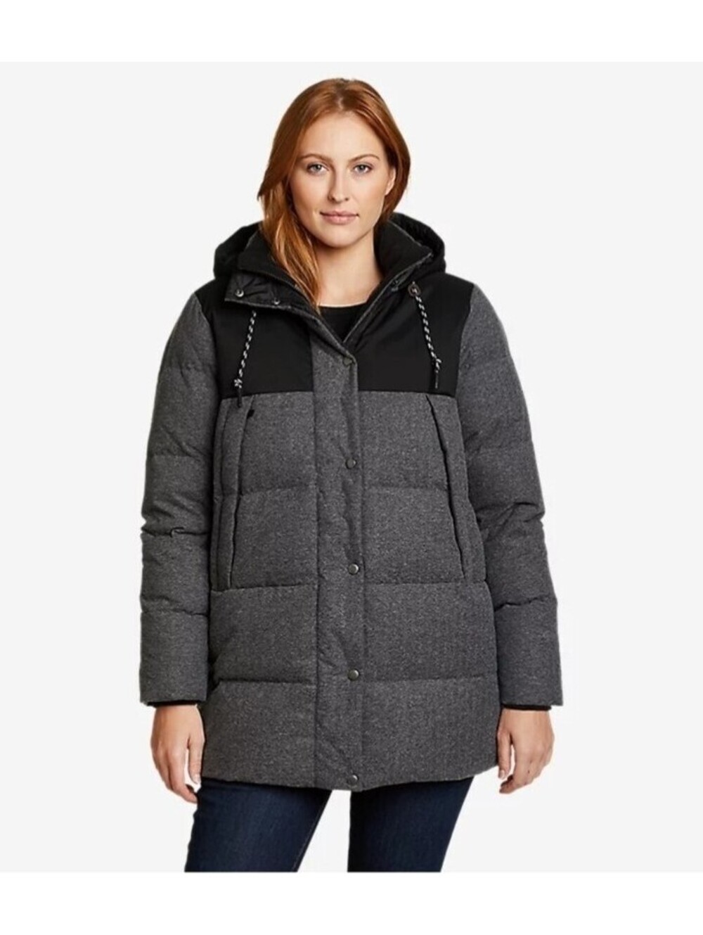 Eddie Bauer Women's Menoken Gray/Black 650 Down Puffer Parka - NWT - Sz PXL